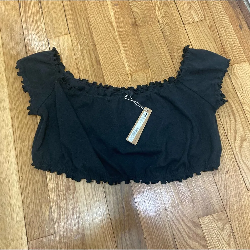 SKIMS Size 4X Pointelle Logo Crop Top Black Onyx NWT 4XL TP-CRP-3032 PLUS SIZE - Image 3