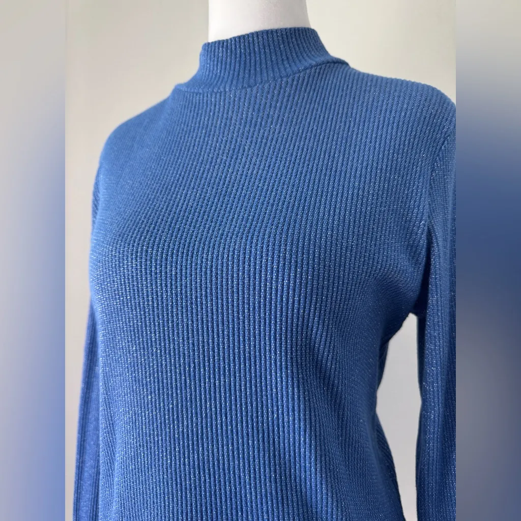 Vintage Y2K Carolyn Taylor Essentials Shimmery Periwinkle Long Sleeve Turtleneck - Image 5