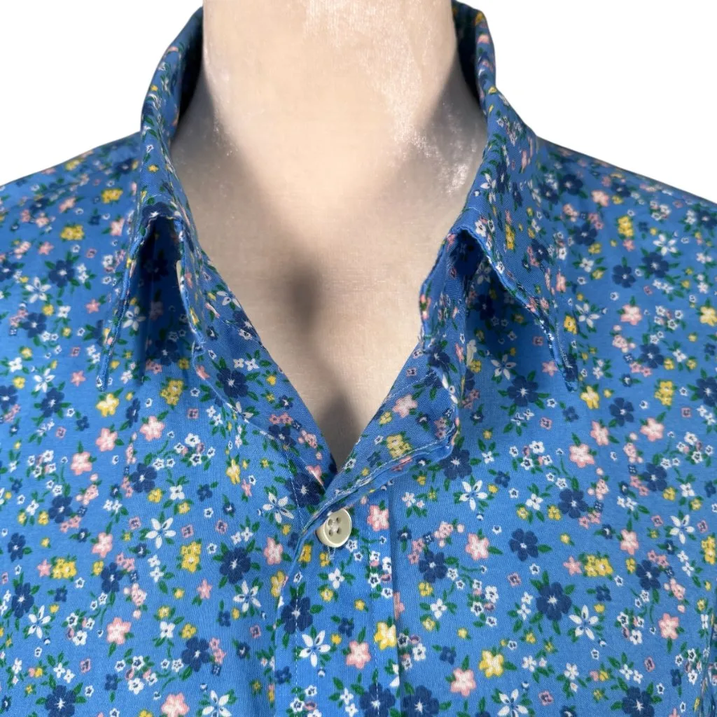 Ralph Lauren blue floral long sleeve collared button down shirt women's size M - Image 5