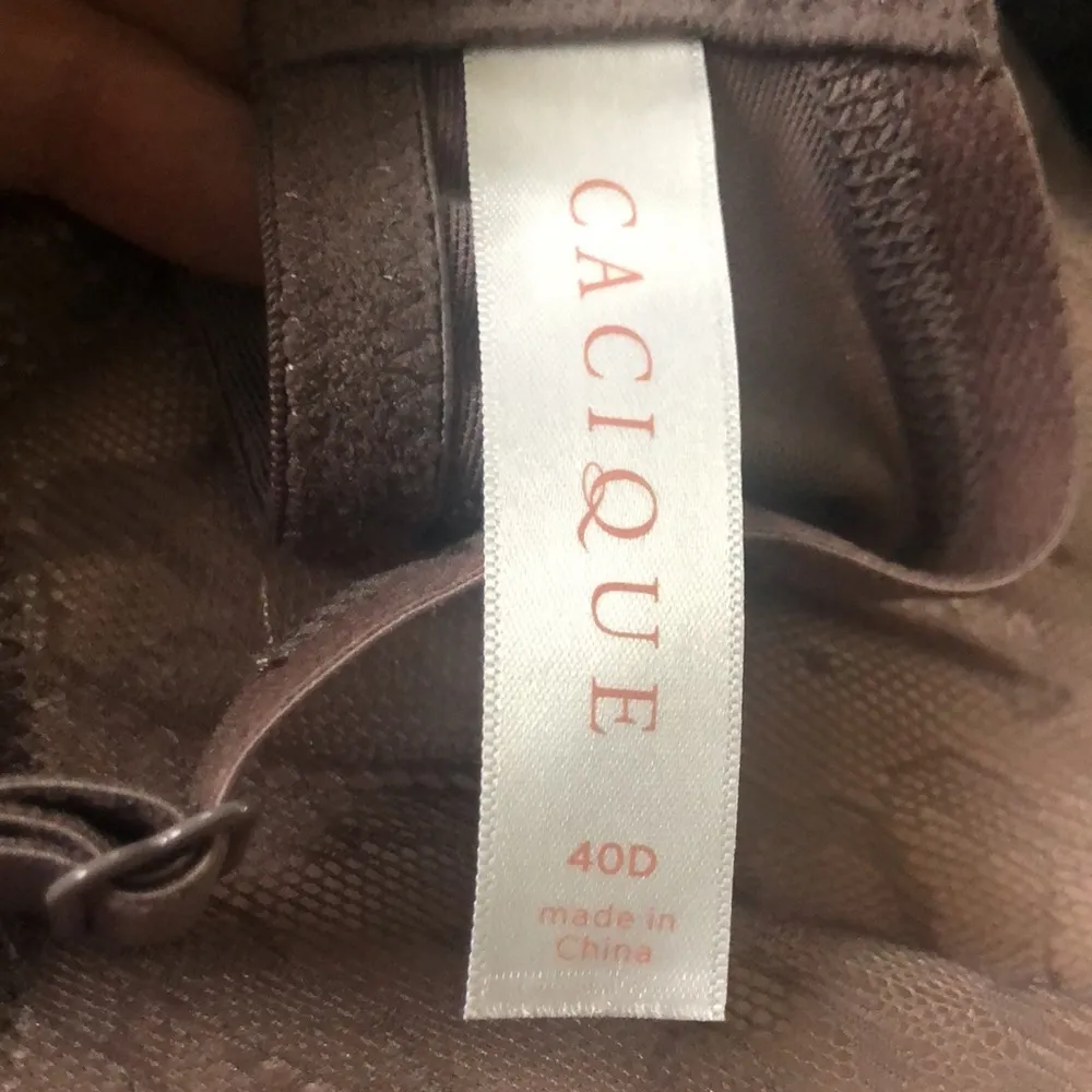 Cacique Lightly Lined Balconette Lace Bra Taupe/Mauve Size 40DD Underwire - Image 5