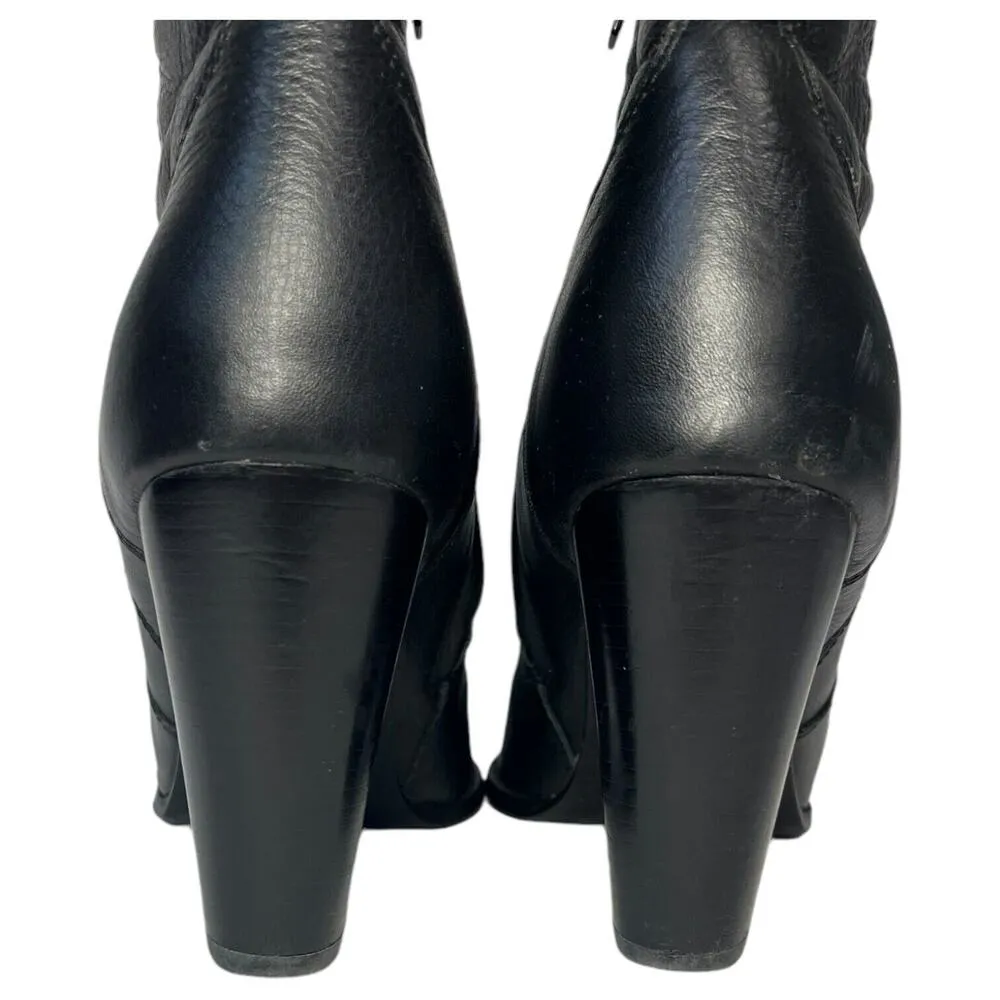 Joie Boots Womens 9.5 Leather Dalton Side Zip Cone Heel Ankle Booties Black - Image 8