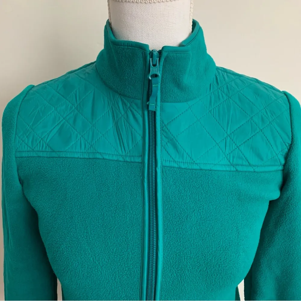 EUC Talbots Petite Quilted Fleece Zip Up Green Jacket Size P - Image 3