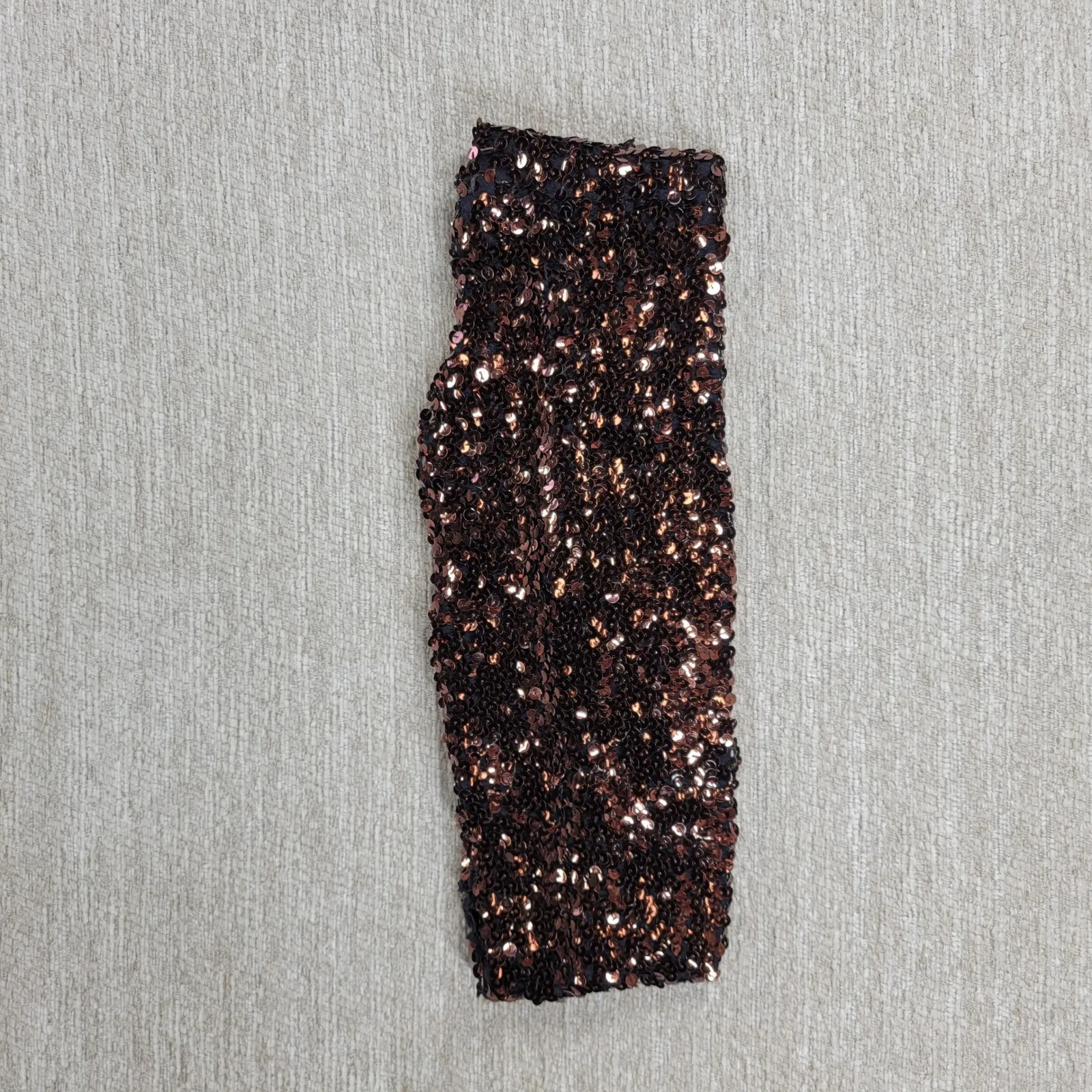 Jenni & Lizzi Sequin Jacket Bronze Metallic Open Front Hand Sewn Theatre Holiday Brown Size M - Image 13