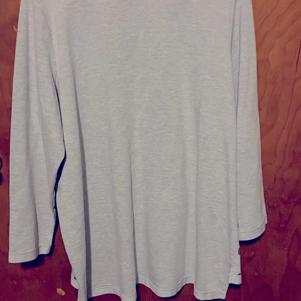 Woman within long sleeve pull on crew neck gray with gold polka dots lsweatshirt - Image 2