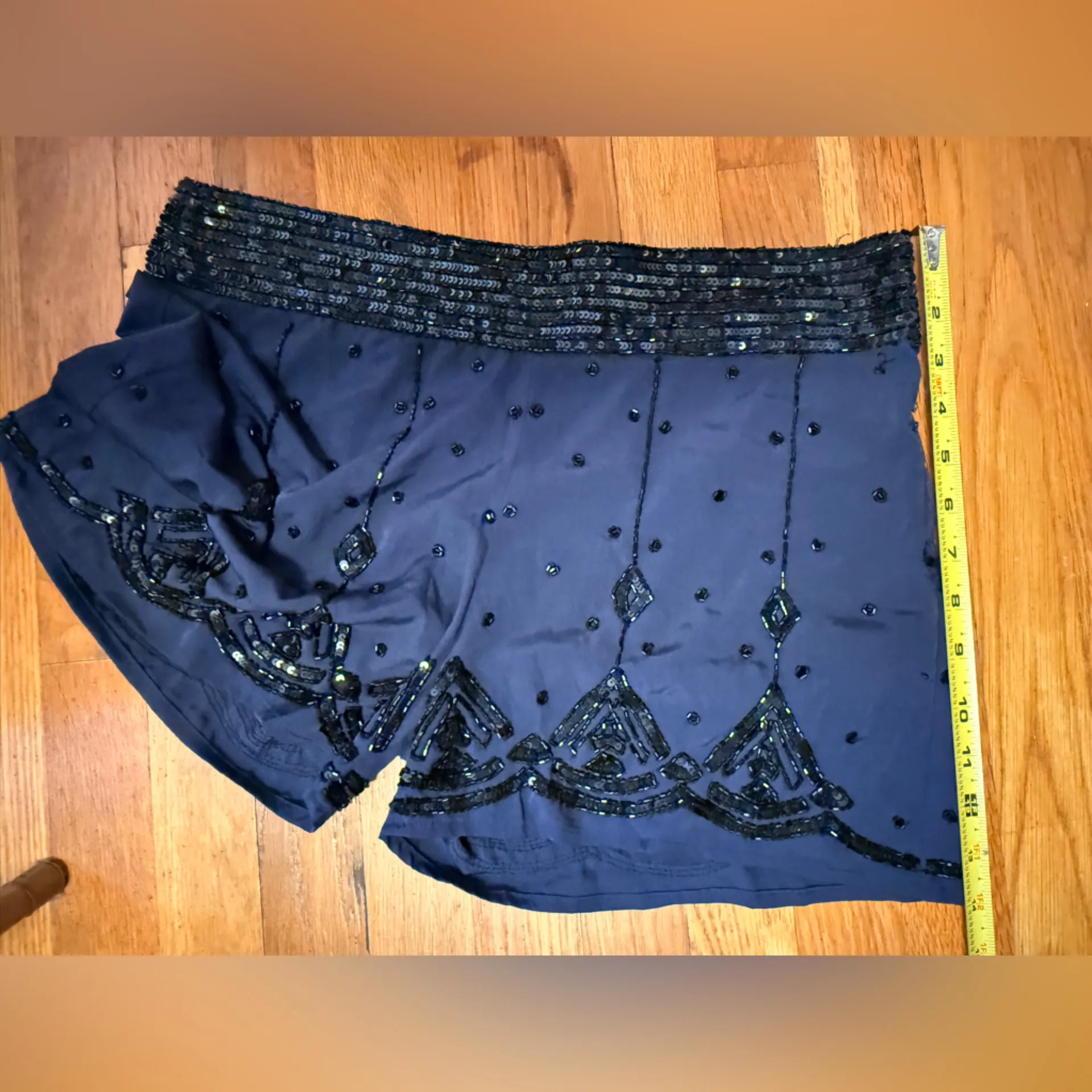 Piece of Cake Navy Blue Sequin Embellished Shorts Large Imported - Image 10