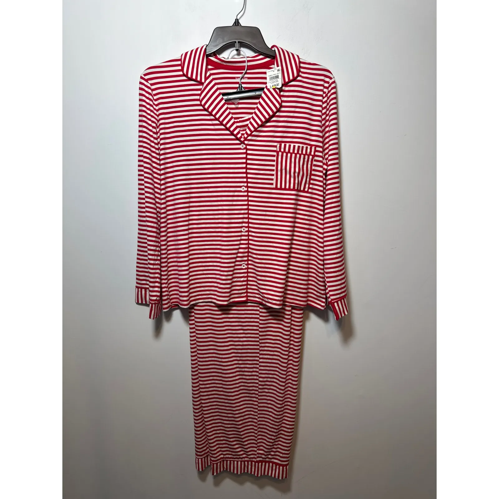 State of Day Women's Size Large Red White Striped Lounge Pajama Set Comfort - Image 4