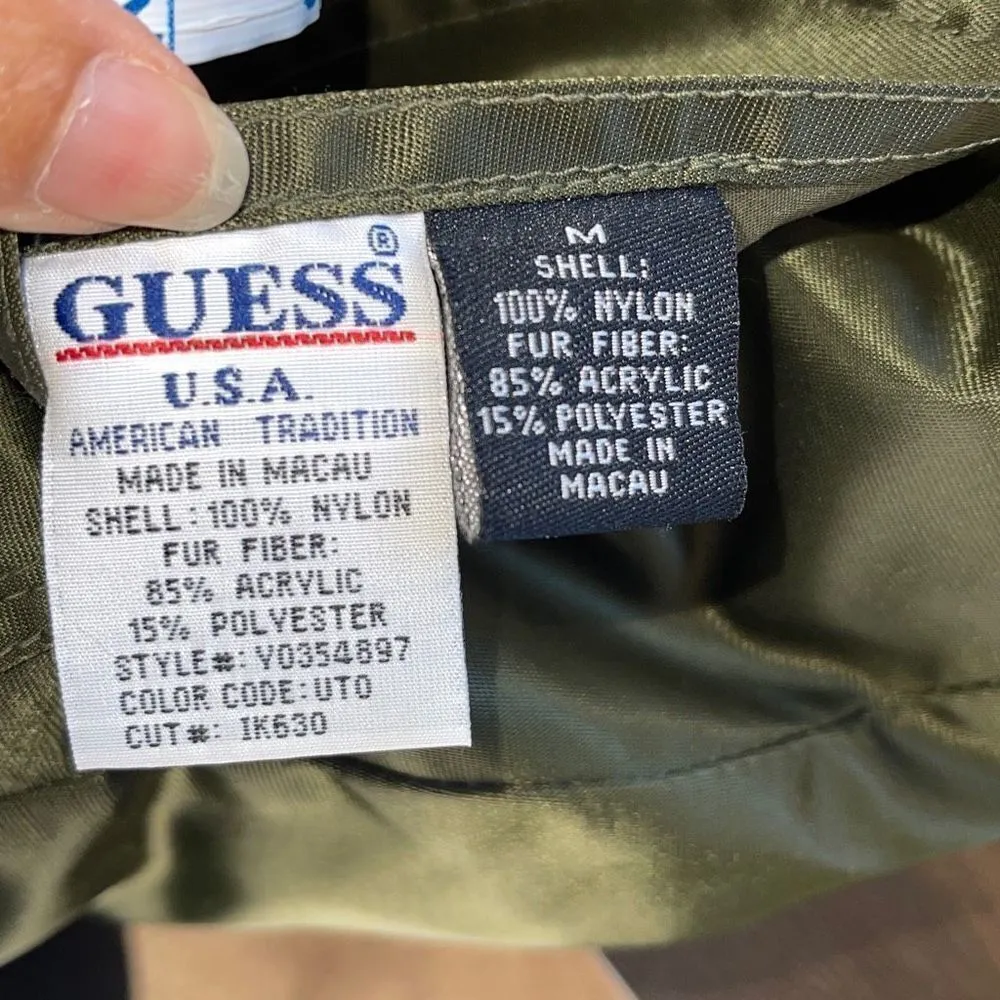 Guess Womens Faux‎ Fur Vest Animal Print Reversible Full Zip Tan Green Medium - Image 9