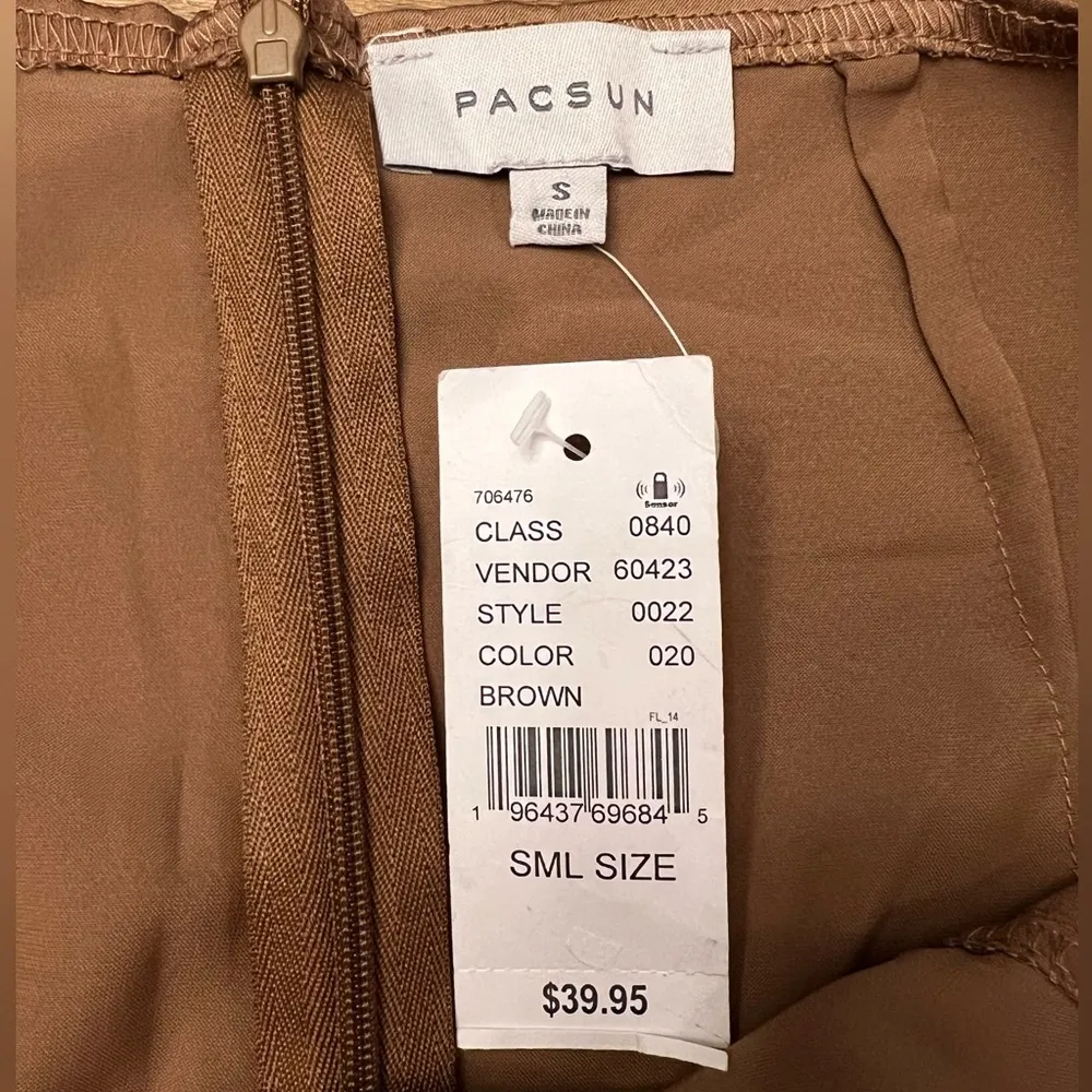 NWT PacSun Brown Cargo Satin Mini Skirt - Image 3