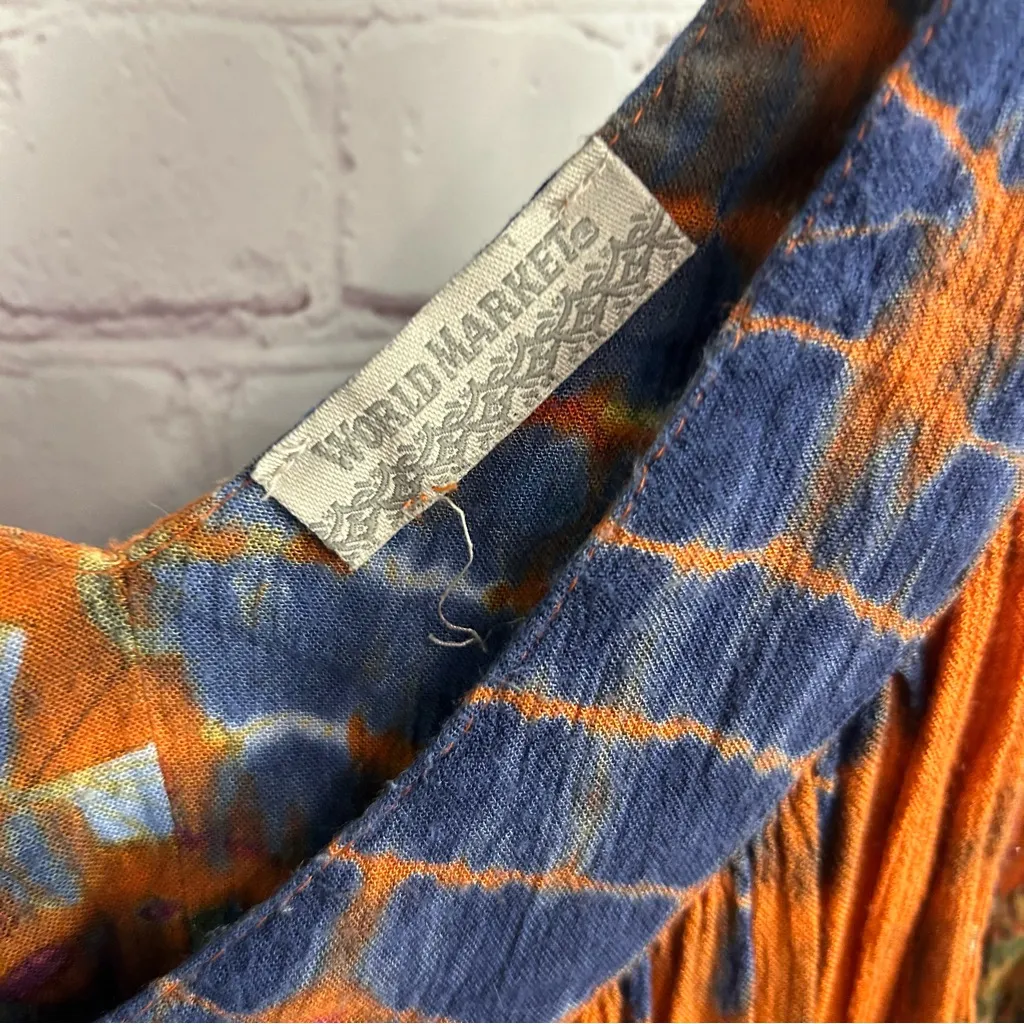 World Market fair trade retro colorful swing tank oversized rayon boho hippie Blue Size undefined - Image 3