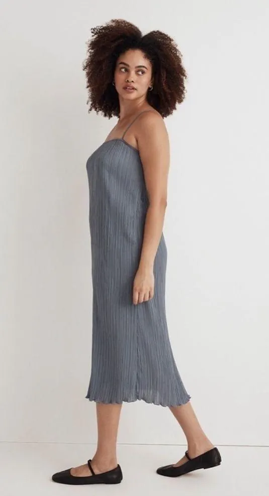 Madewell The Goldie Plissé midi teapot blue dress 6 - Image 3