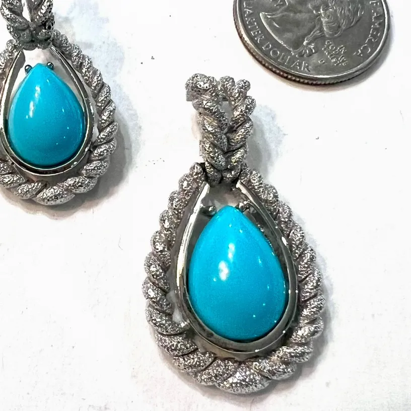 Vintage 1972 Silver and Turquoise Jewelry Set Blue - Image 4