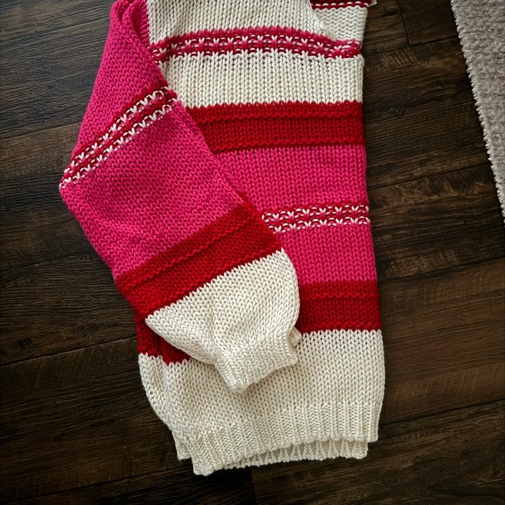 Umgee Pink and Red Striped Sweater - Image 9