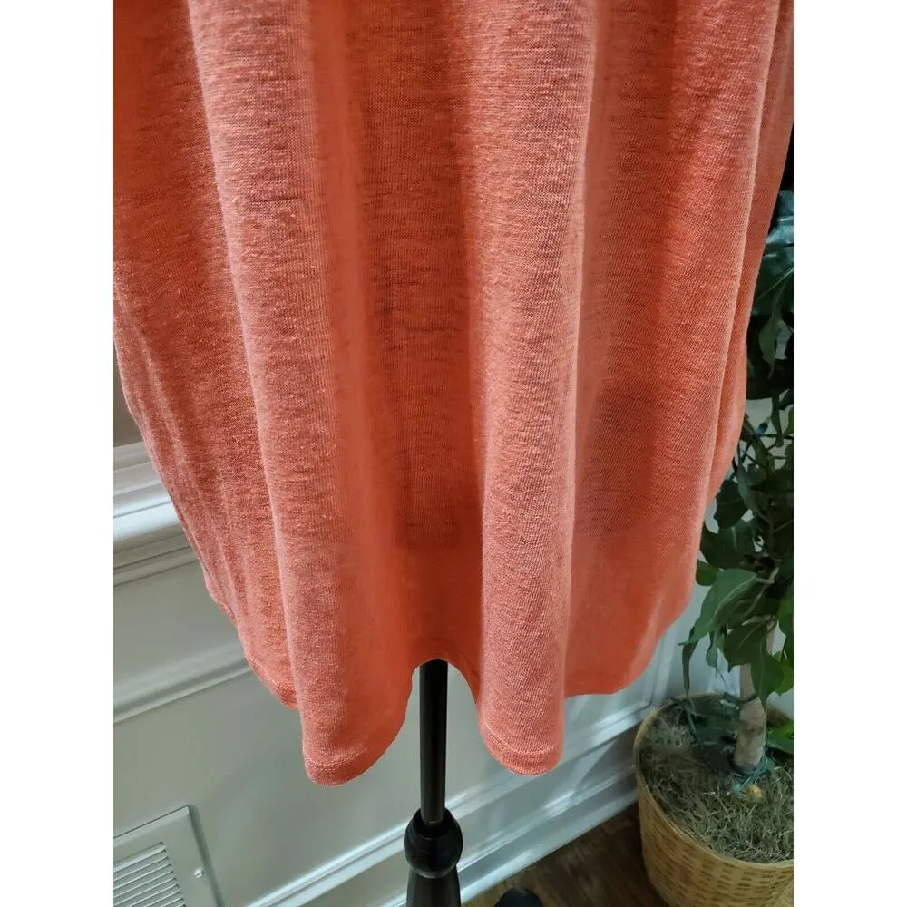 Old Navy Women's Solid Pink Linen Square Neck Sleeveless Strappy Top Size Large - Image 4