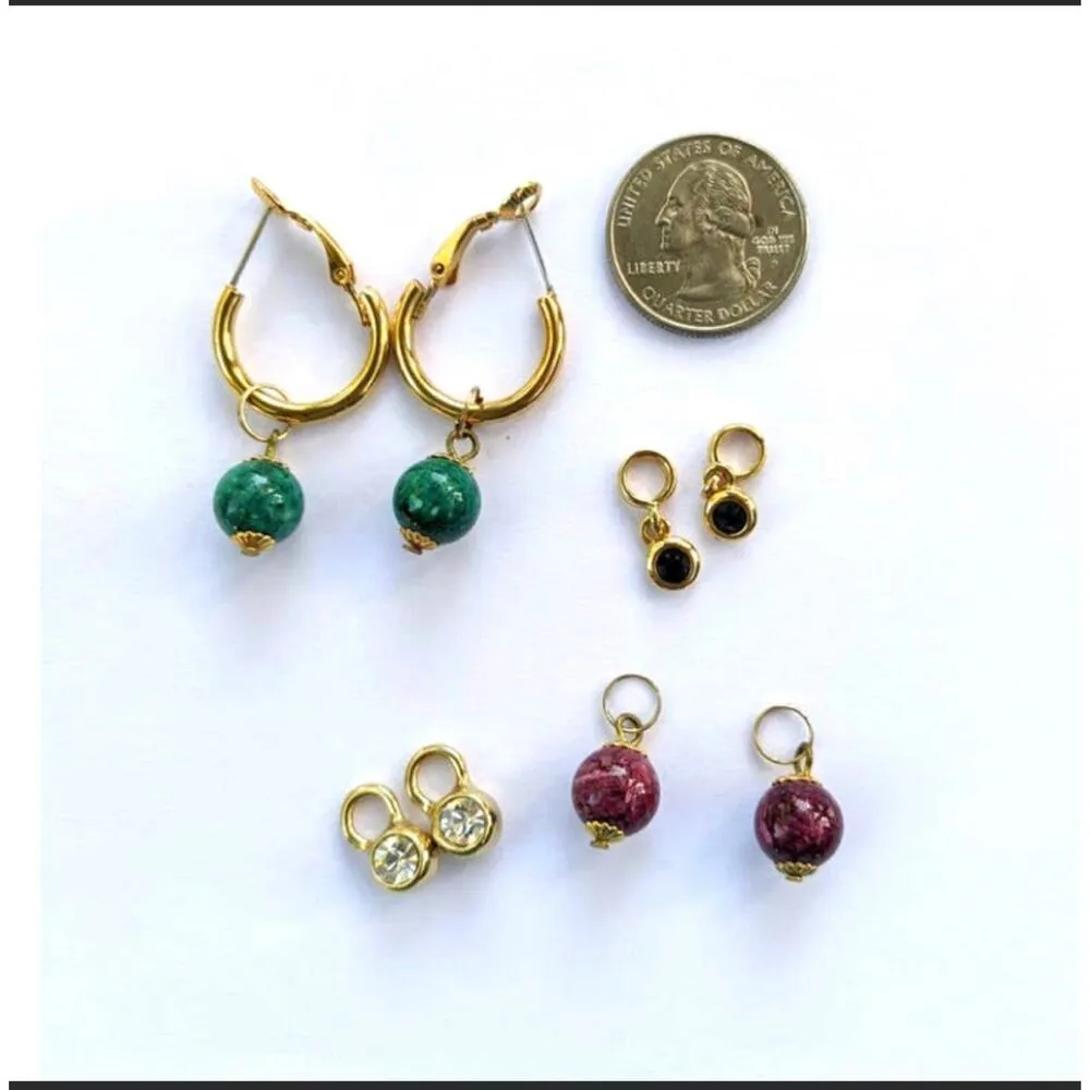 Gold tone interchangeable charm earrings - Image 2
