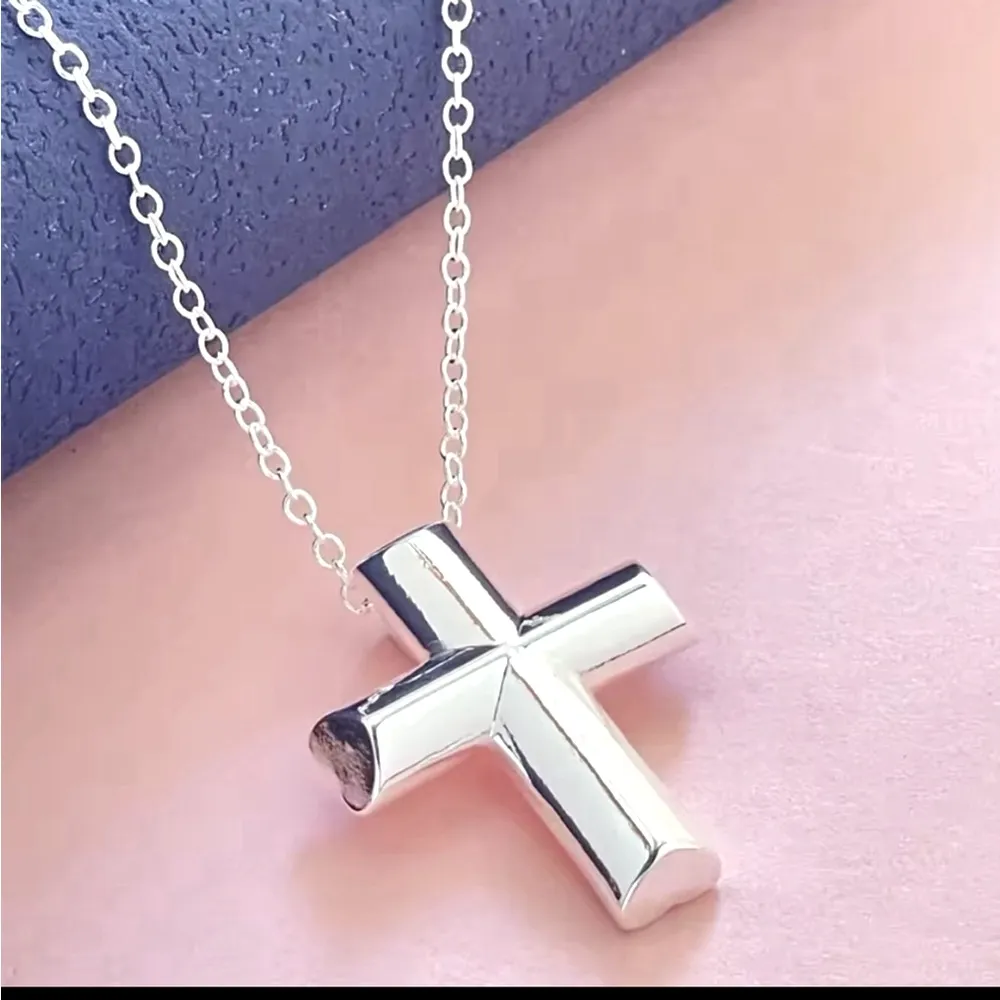 925 Sterling Silver Cross Pendant‎ Necklace, 16-18” - Image 3