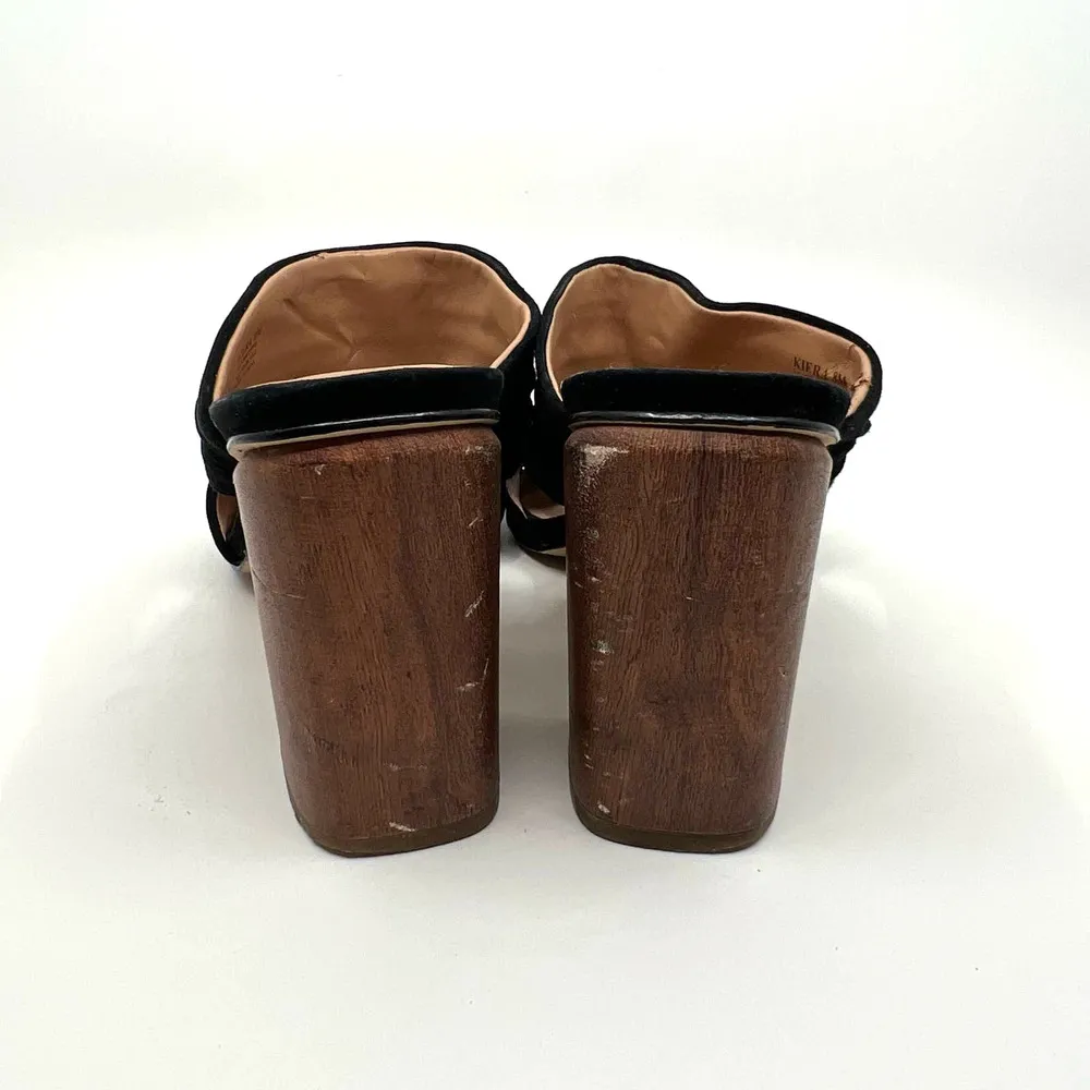 Halston Heritage Kiera Black Suede Block Heel Sandals 8 US - Image 6