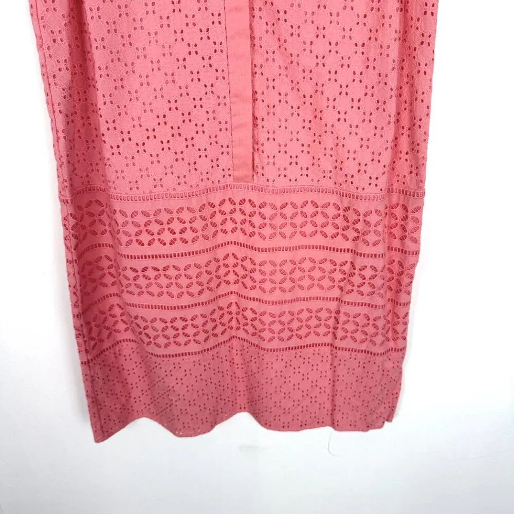 NWT LOFT Eyelet Sleeveless Split Neckline Shift Dress Pink Size 4T 4 TALL NEW - Image 4