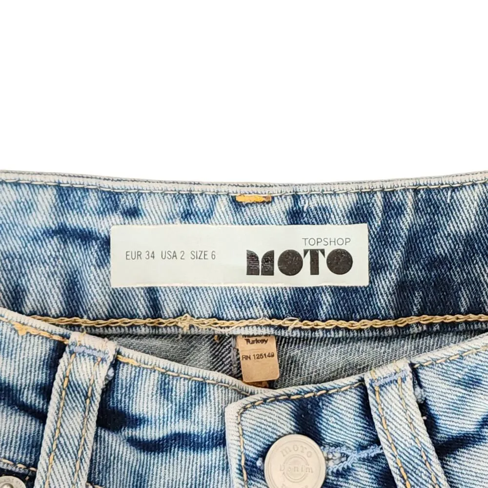 TOPSHOP MOTO High Waist Button Fly Cutoff Jeans Shorts. Size 25 - Image 9