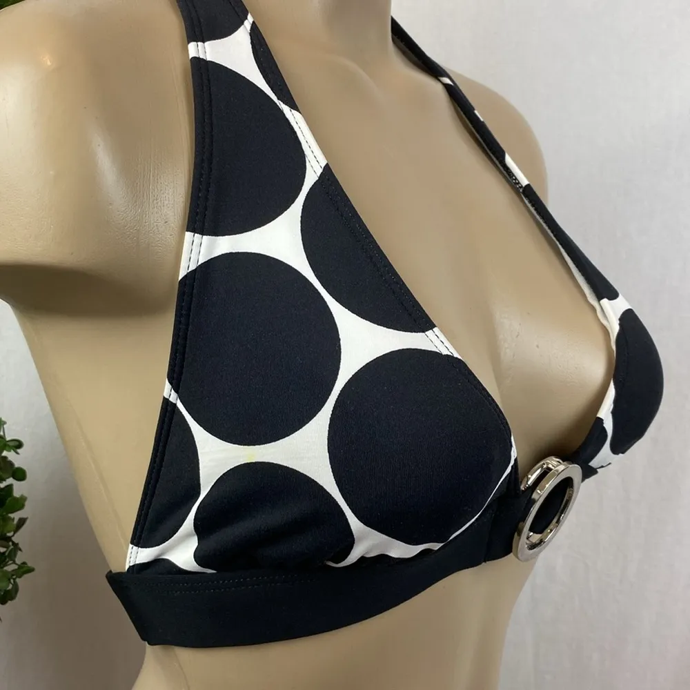 La Blanca Black & White Polka Dot Print Bikini Swim Bathing Suit Top 8 - Image 2