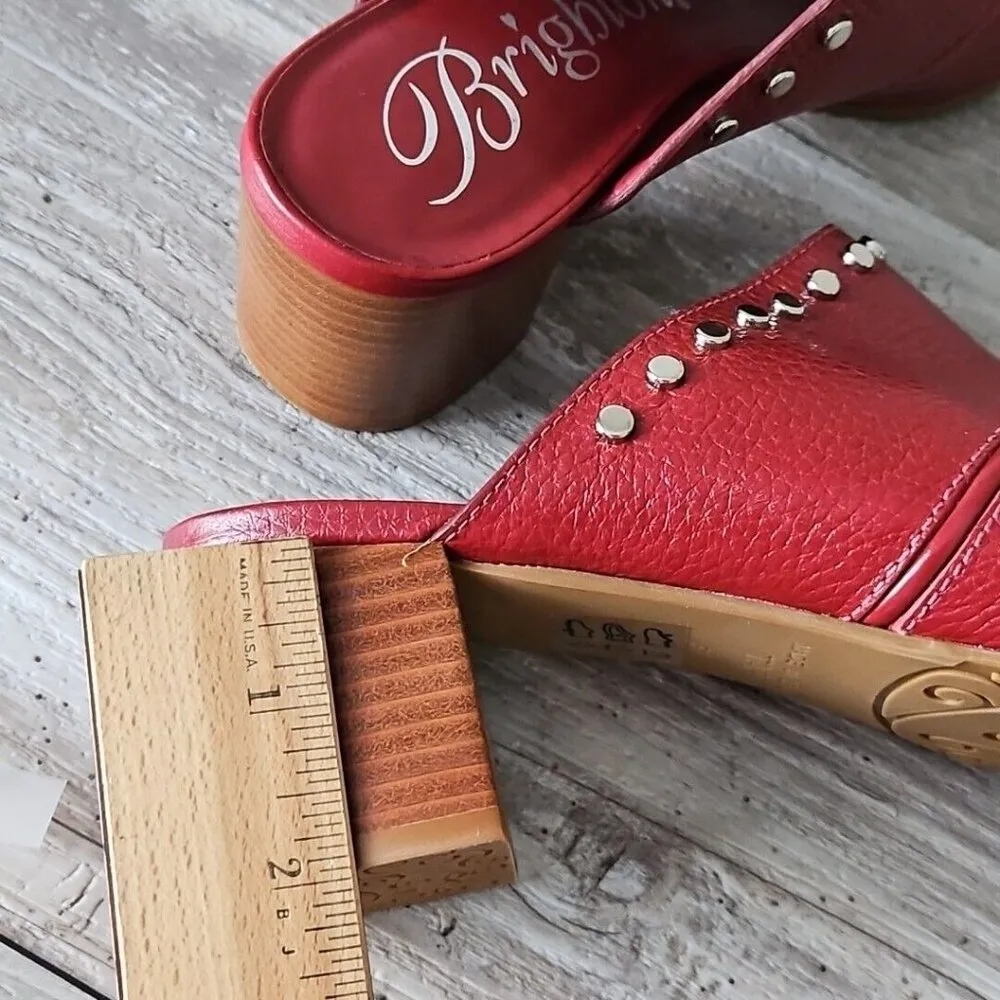 Brighton “TAP” Lipstick (Red) Leather Peep Toe Studded Heels Sandals - Size 8 M - Image 10