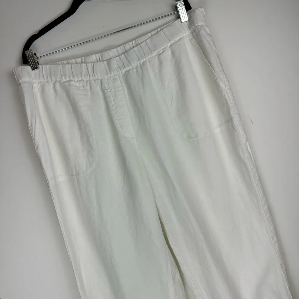 J. Jill Pure Jill Linen White Roll Tab Cuffed Pants Sz XL - Image 5