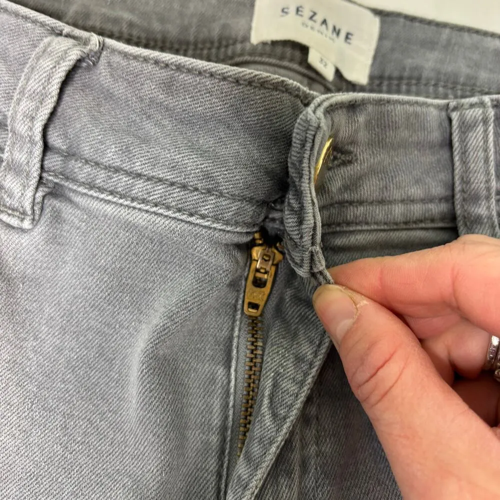 Sezane Denim The Perfect 7/8 Slim Skinny Grey Ankle Jeans 32 - Image 4