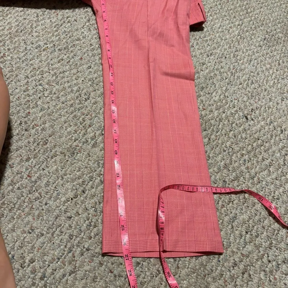 & OTHER STORIES Belted Plaid Kick Flare Trousers Pink Wool Blend- Size 6 - Image 13