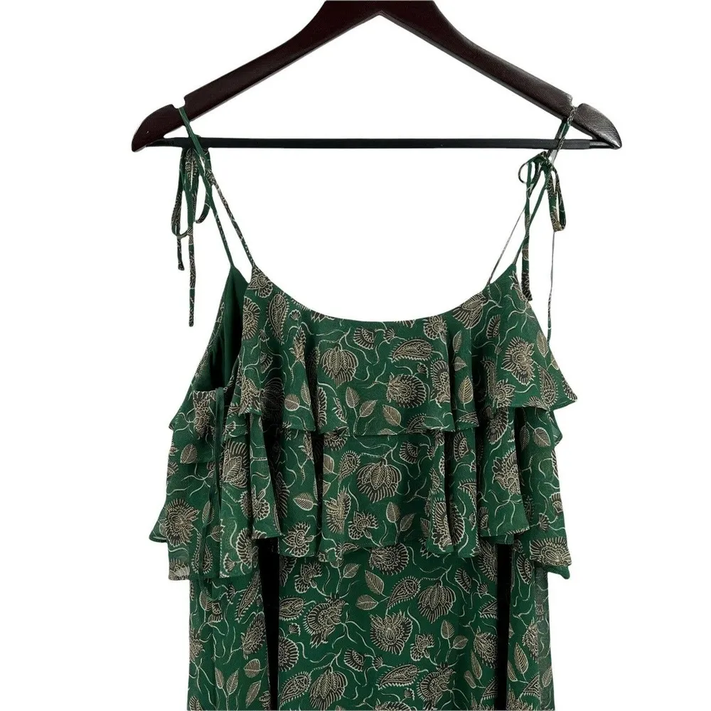 Rebecca Minkoff Green Ruffle Sleeveless Floral Long Dress Size 8 - Image 56