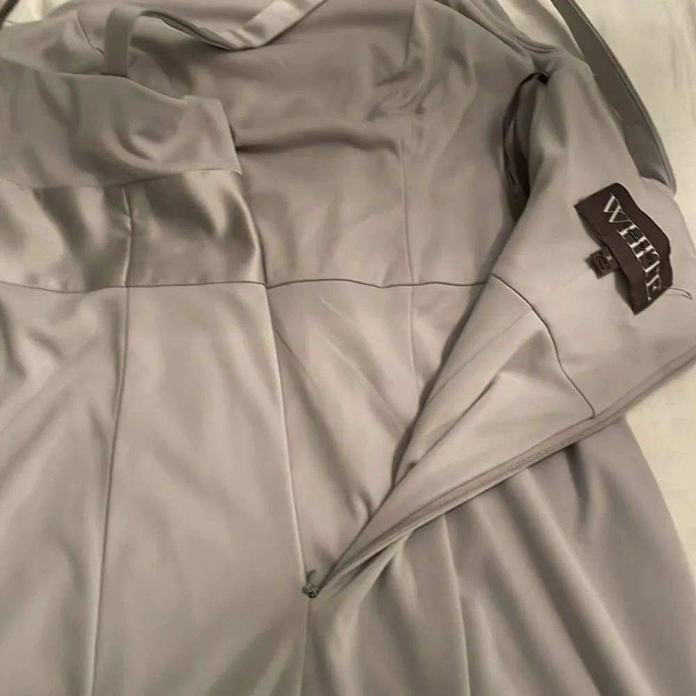 White Vera Wang Grey One Shoulder Jersey Satin Trim Bridesmaid Dress Womens 8 - Image 9