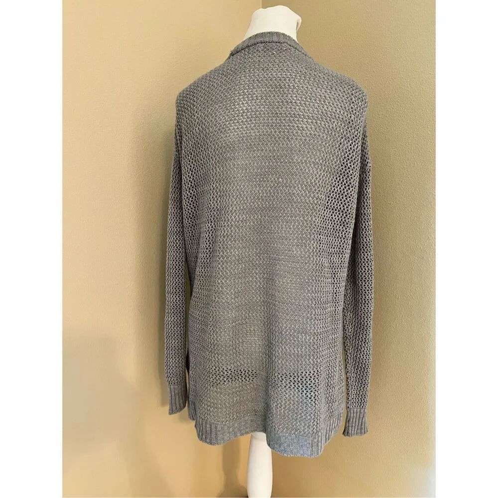 Mudd Gray Loose Knit Open Front Cardigan Women's Small - Image 2