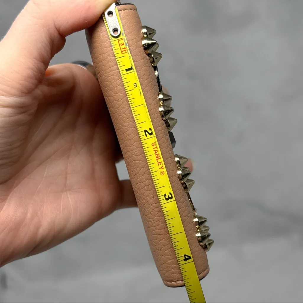 Christian Louboutin Panettone Studded Zip Around Wallet Leather Designer Nude - Image 12