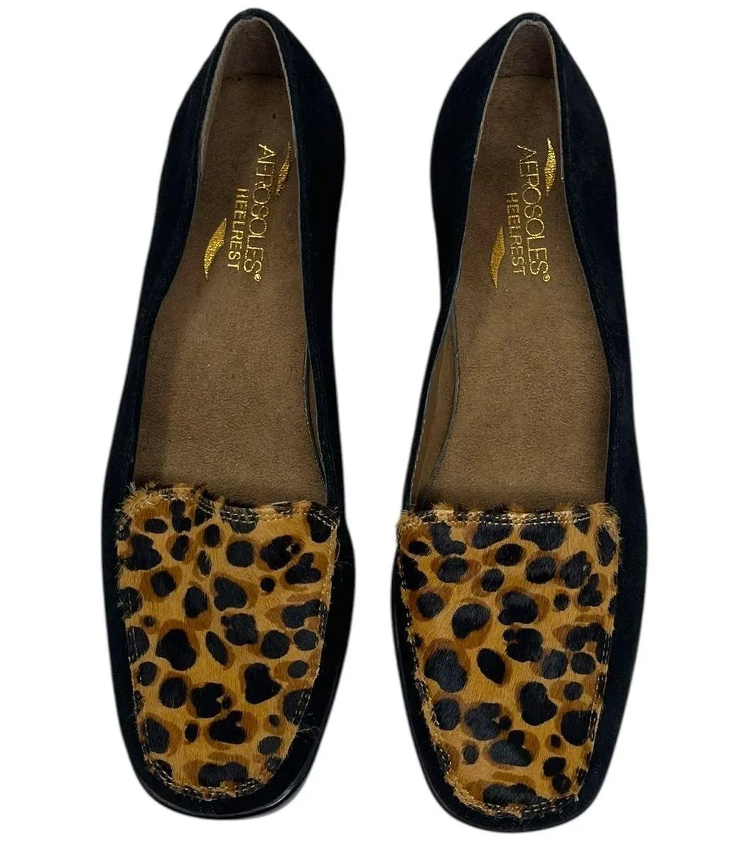 Aerosoles “Final Exam” Womens 9M Leather & Calf Hair Leopard Print Comfort Wedge - Image 3