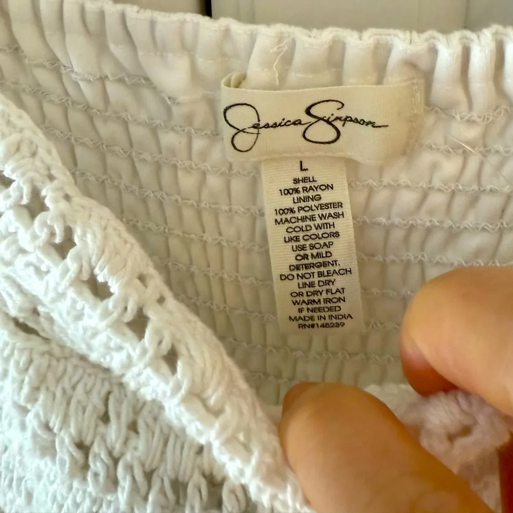 Jessica Simpson White Crochet Top Dress Size L - Image 4