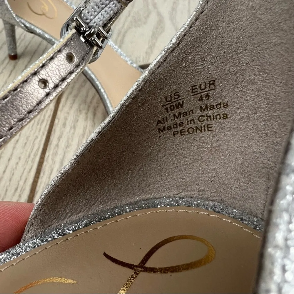 Sam Edelman Women's Peonie Kitten Heel Sandals 10W Soft Silver $130 - Image 6