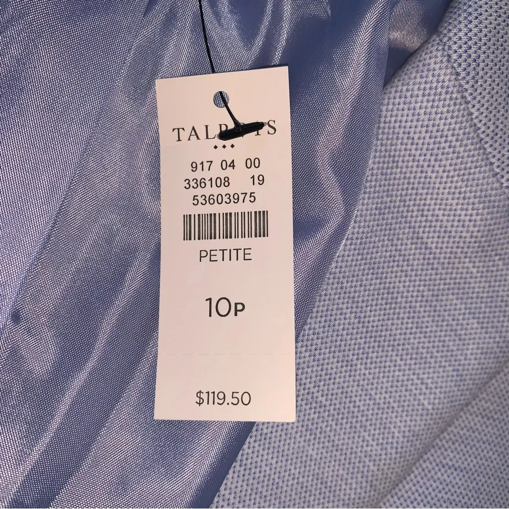 NWT Talbots Aberdeen Knit Ponte Light Blue 2 Button Blazer Jacket 10P Petite - Image 6