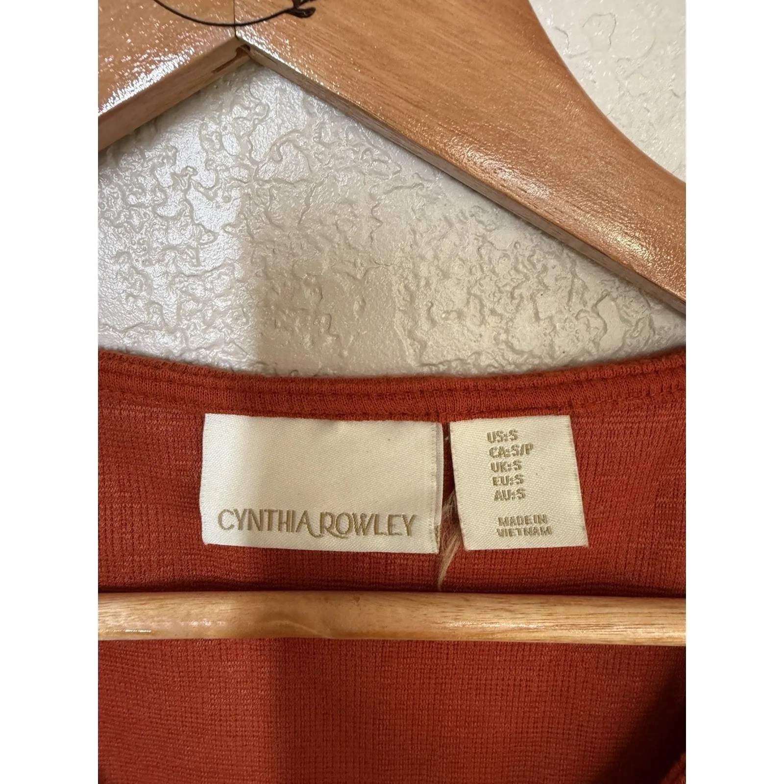 Cynthia Rowley Burnt Orange Faux Wrap Dress Small Fall Textured Knit Sleeveless - Image 2