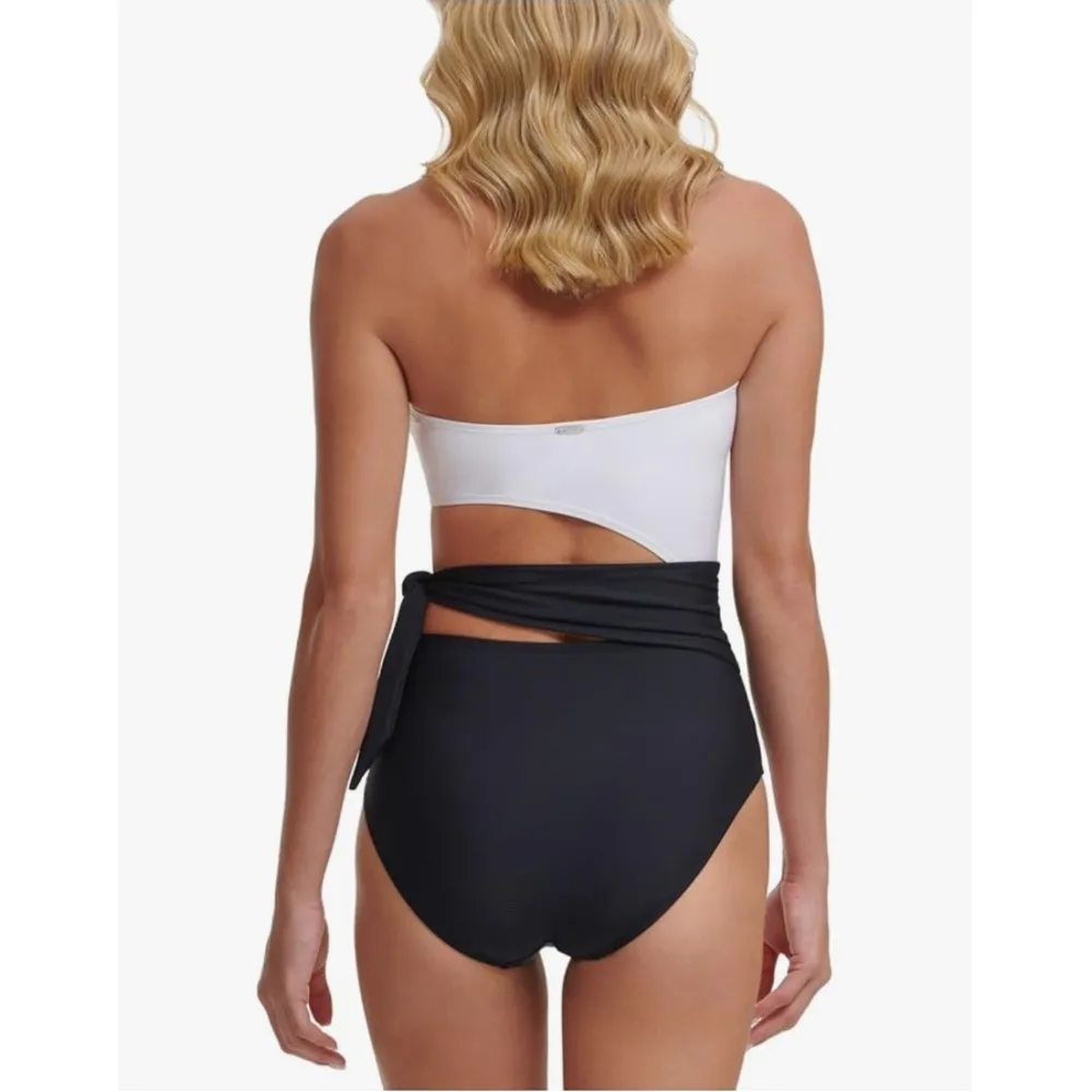 DKNY Stretch Convertible Mod. Coverage Cutout Bandeau One Piece Swimsuit Size 16 - Image 4