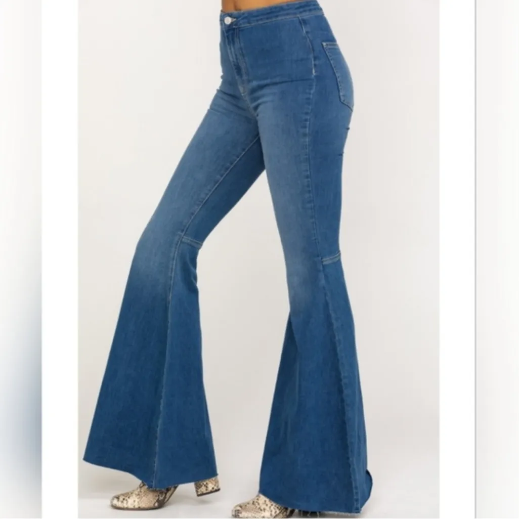 Free People We the Free Just Float on Flare Jeans Jericho Blue Size 31 - Image 3