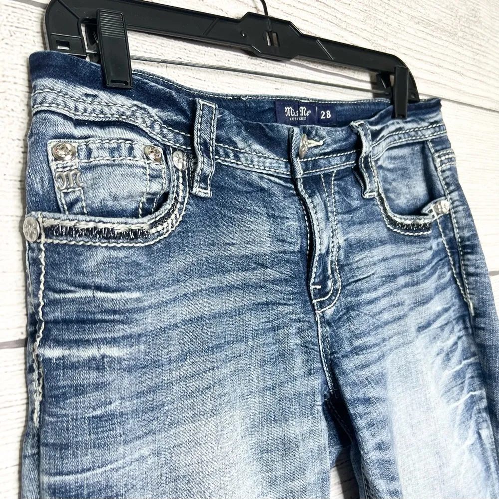Miss Me Embellished Embroidered Low Rise Bootcut Jeans Size 28 - Image 7