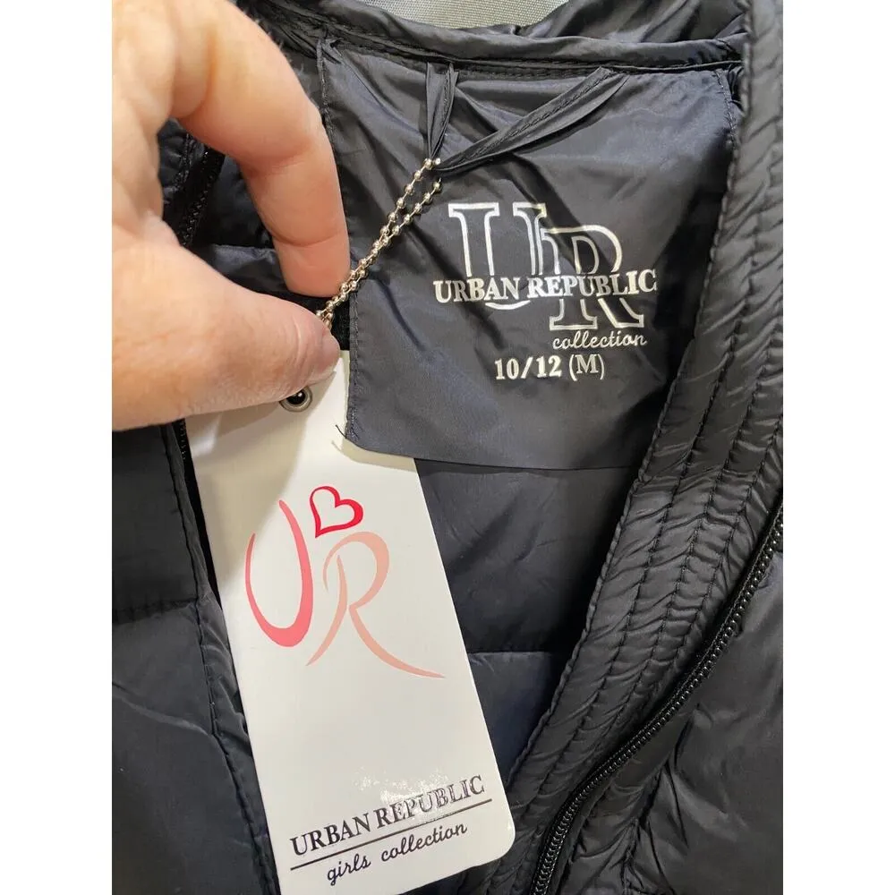 Urban Republic Vest Women's M(10/12) Silver Hoodie Full Zip Sleeveless C6 - Image 2