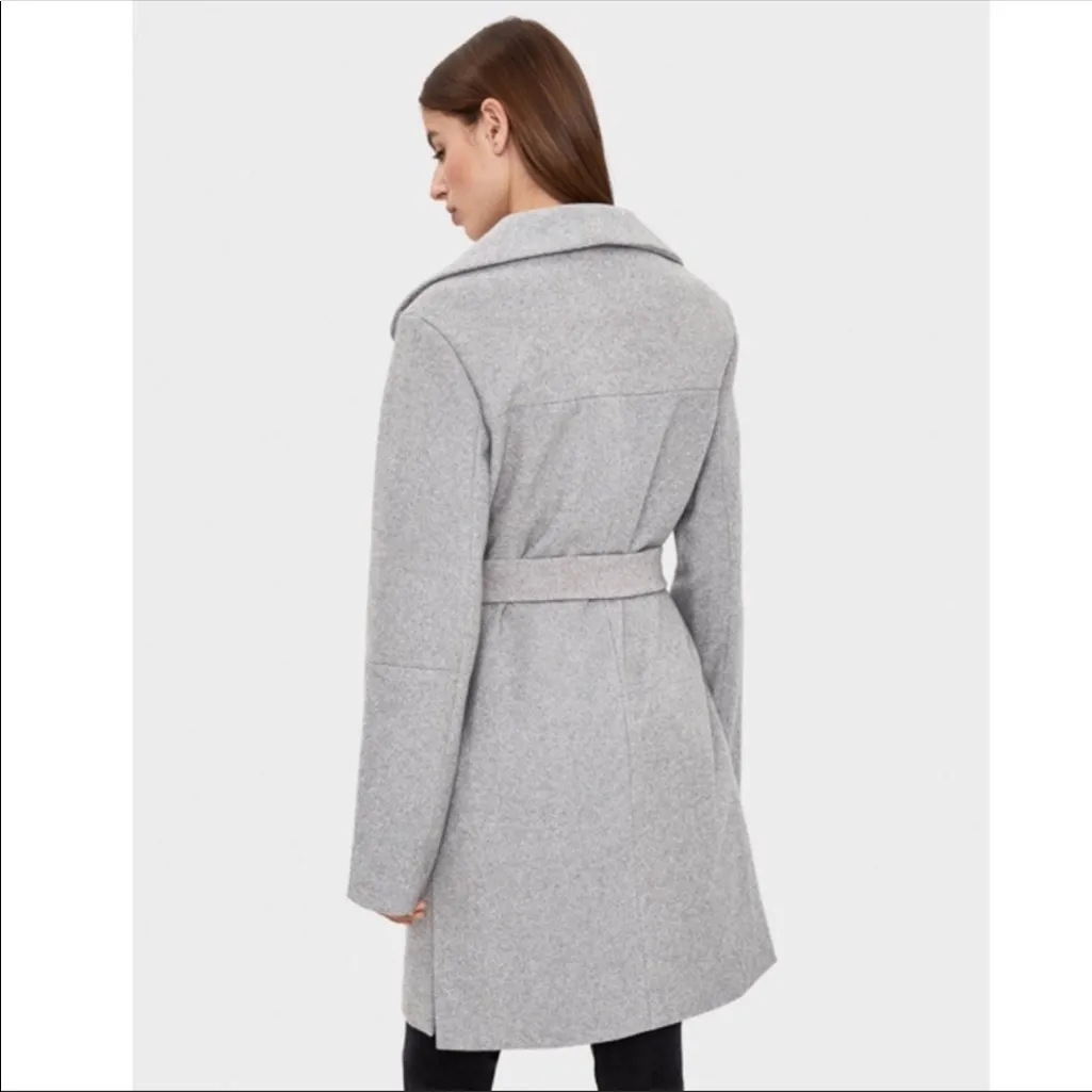 ASOS Bershka Gray Long Belted Coat Size‎ Small - Image 17