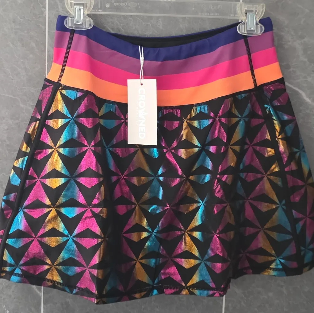 NWT Crowned Athletics Geodesic Icon Night Athletic Skort Medium Black - Image 8