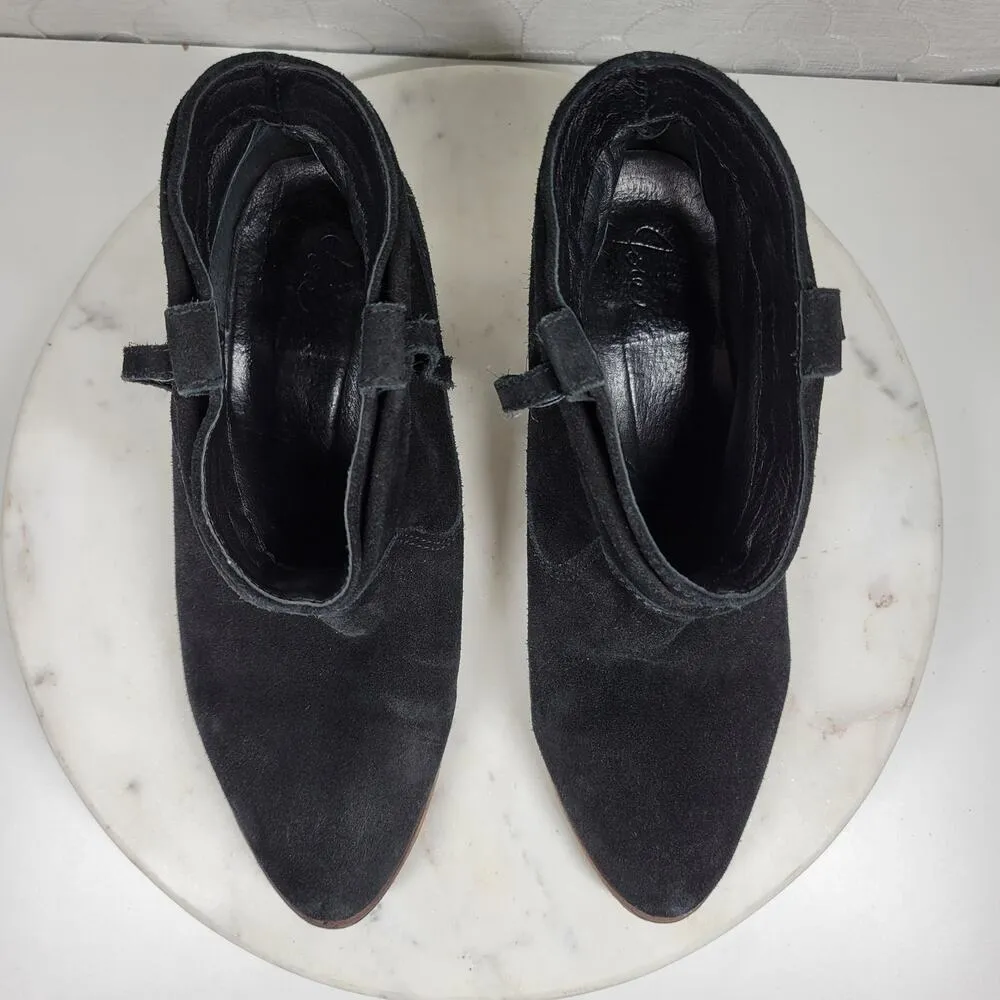 Joie Ajax Boots Booties Womens  8.5 US Black Suede Leather Slip On Ankle Western - Image 12