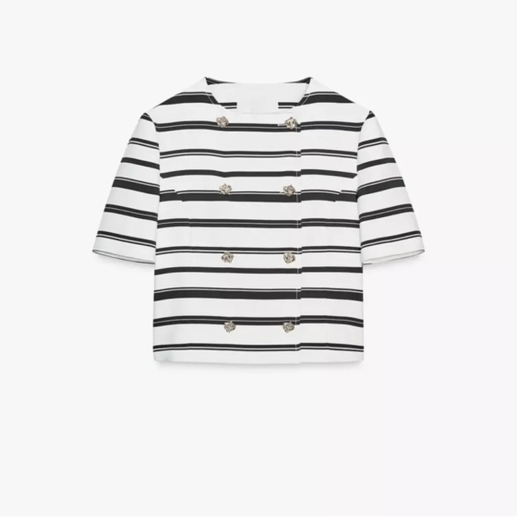 Zara striped top with gold buttons - Image 3
