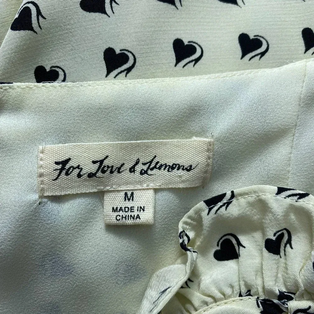 For Love‎ & Lemons Sweetheart Mini Dress Creme Heart Print Size US Medium - Image 12