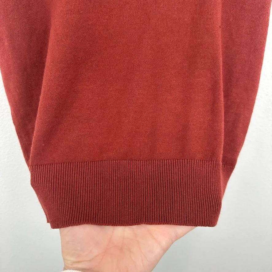 Sleeveless Sweater Tank Top V-Neck Knit Casual Top Rust Orange Color Fall Edit - Image 4