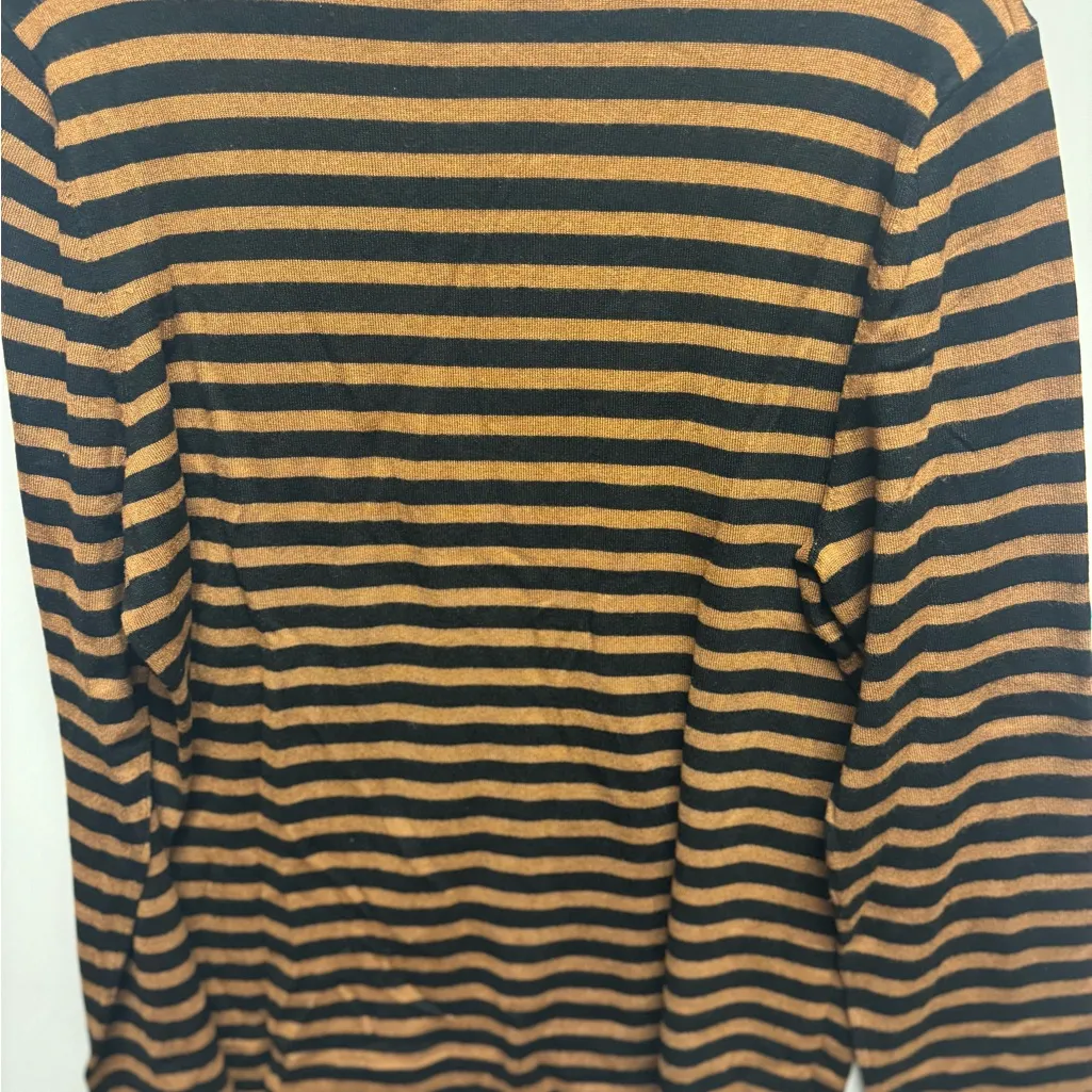 Black and Gold Striped Long Sleeve Top Size L - Image 5