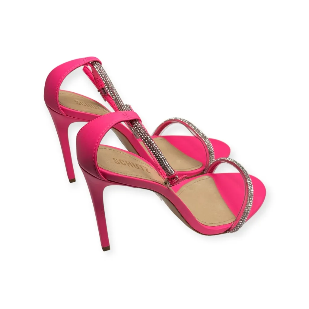 Schutz x Anthropologie 𖦹 Fabienne Crystal Stiletto Heel Sandal 𖦹 Acid Pink 𖦹 - Image 5