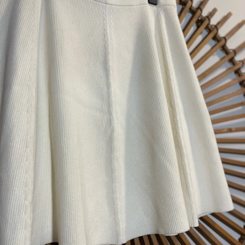 Theory Women’s Ribbed Sweater Knit Skirt Ivory A-Line Mini Cozy Minimalist Luxe - Image 7