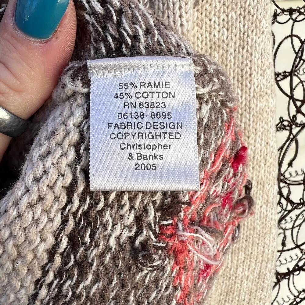 Y2K Christopher and Banks hand embroidered fair isle BoHo turtleneck sweater - Image 6